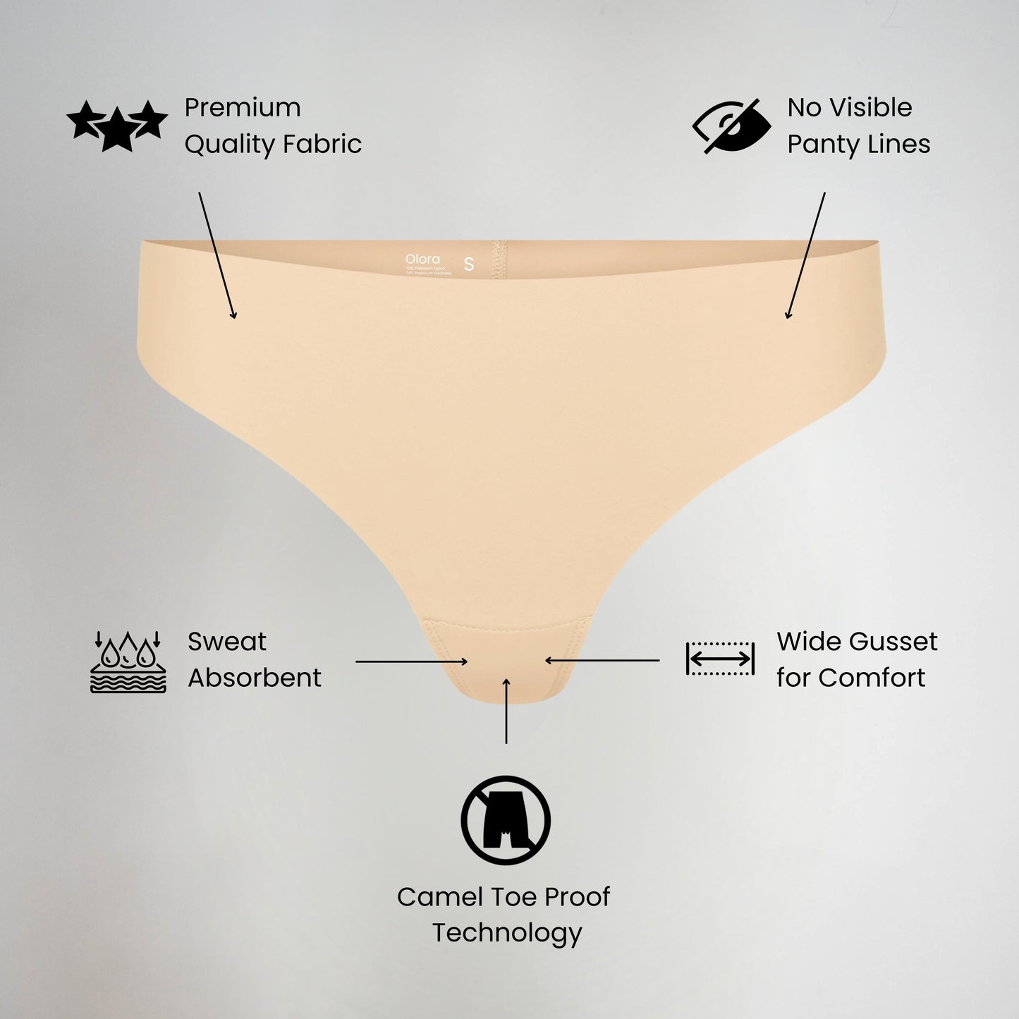 Vera™ Olora Invisible Camel Toe Thong Mid Rise