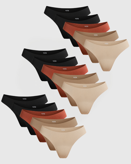 Vera’s Seamless Leakproof Thongs (15-Pack)